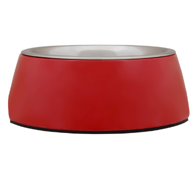 Stainless Steel Bowl With Melamine Base - Red