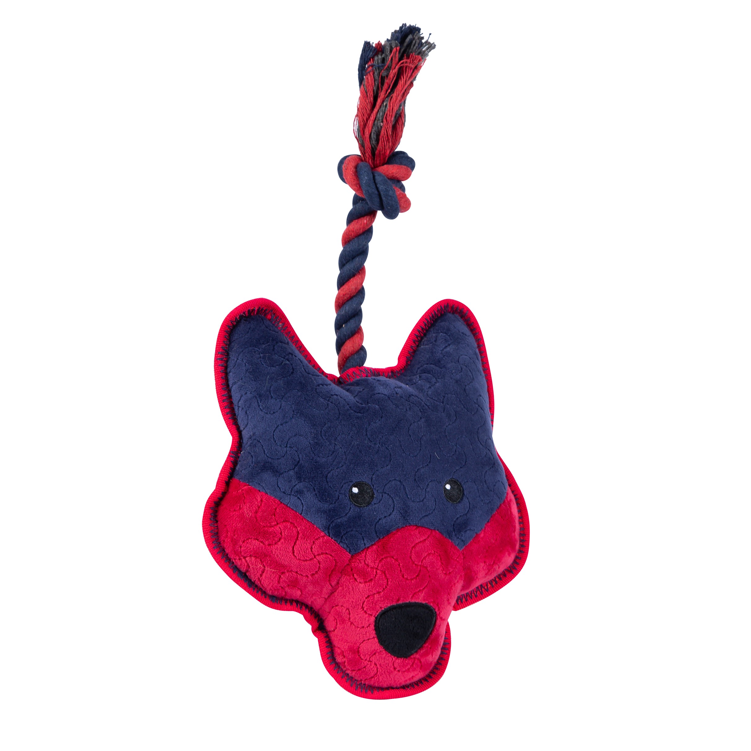 Tough Fox Toy With Squeaker and Rope - 21x34cm