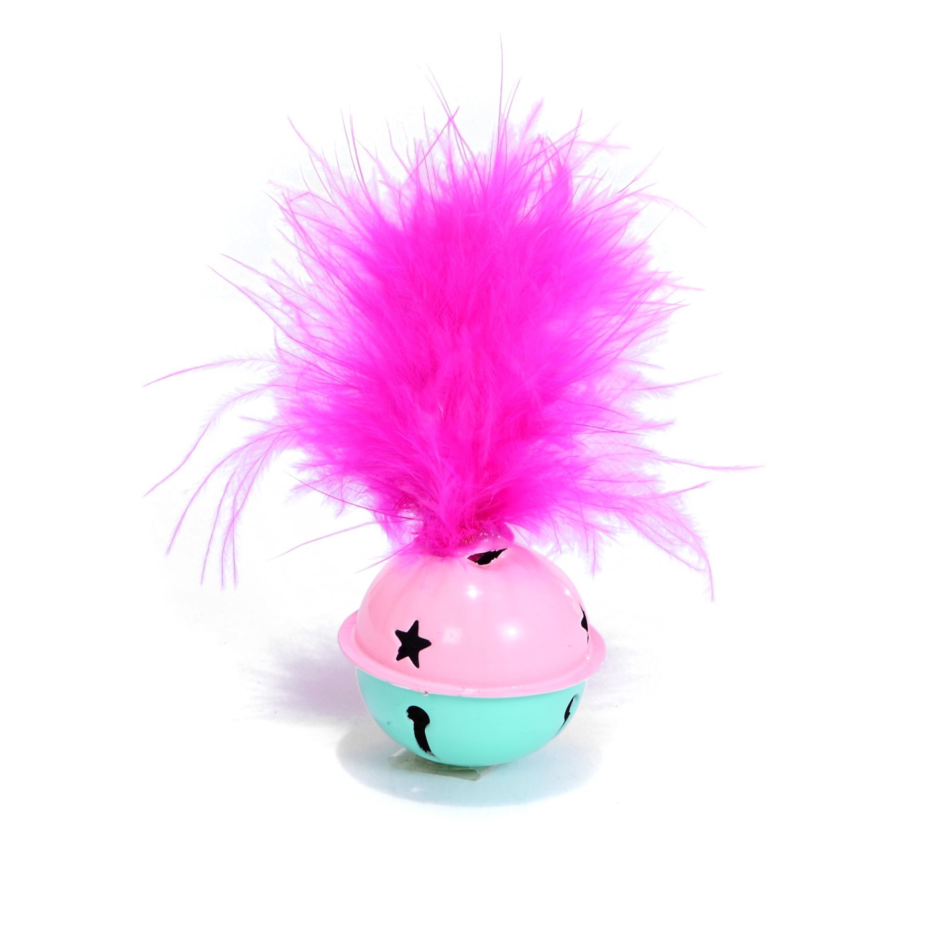 Jingle Bell With Feathers - Pink - 10x3.8cm